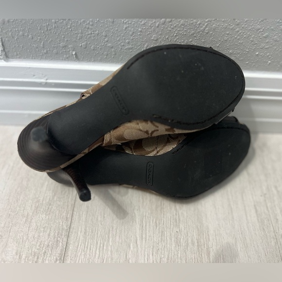 COACH Jacquard Leather Diane Peep Toe Slingback Heels 5.5B - Picture 6 of 6